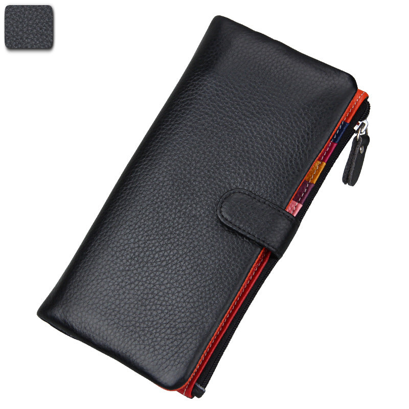 Ladies Long RFID Anti-Scan Wallet Top Layer Leather