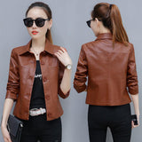 Leather Jacket Slim Slimming Ladies Motorcycle - Nioor