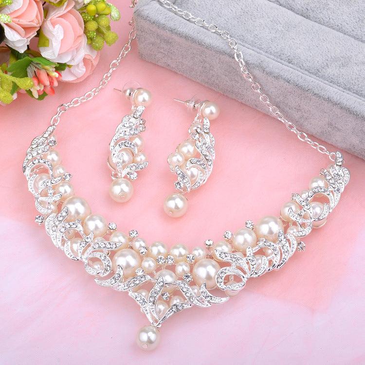 The new trade suits Europe pearl necklace jewelry pendant bride alloy big high-end wedding accessories - Nioor