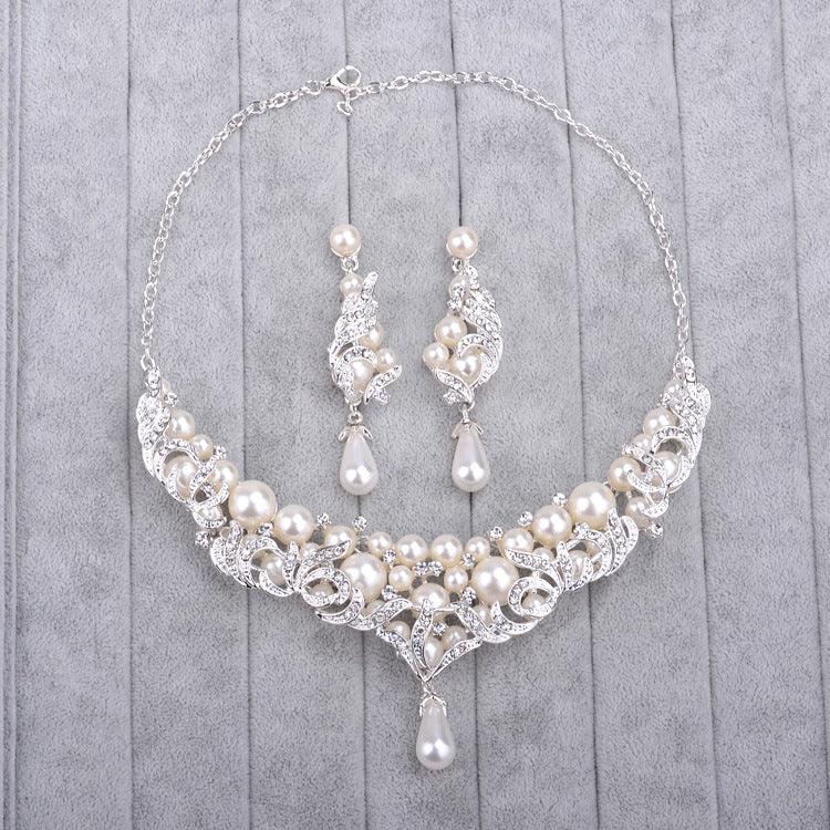 The new trade suits Europe pearl necklace jewelry pendant bride alloy big high-end wedding accessories - Nioor