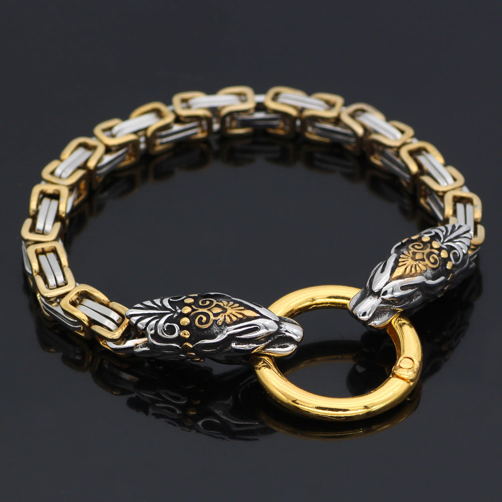 Nordic Fancy Wolf Head Emperor Bracelet