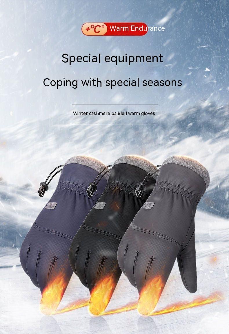 Polyester Gloves Men's And Women's Touch Screen Ski Gloves Outdoor Waterproof Windproof Warm Riding Full Finger Fleece Climbing - Nioor