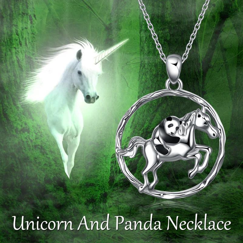 925 Sterling Silver Horse and Panda Running Horse Pendant Necklace Jewelry - Nioor