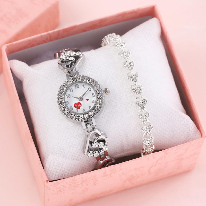 Heart Shape Diamond Small Dial Bracelet Watch Ladies - Nioor