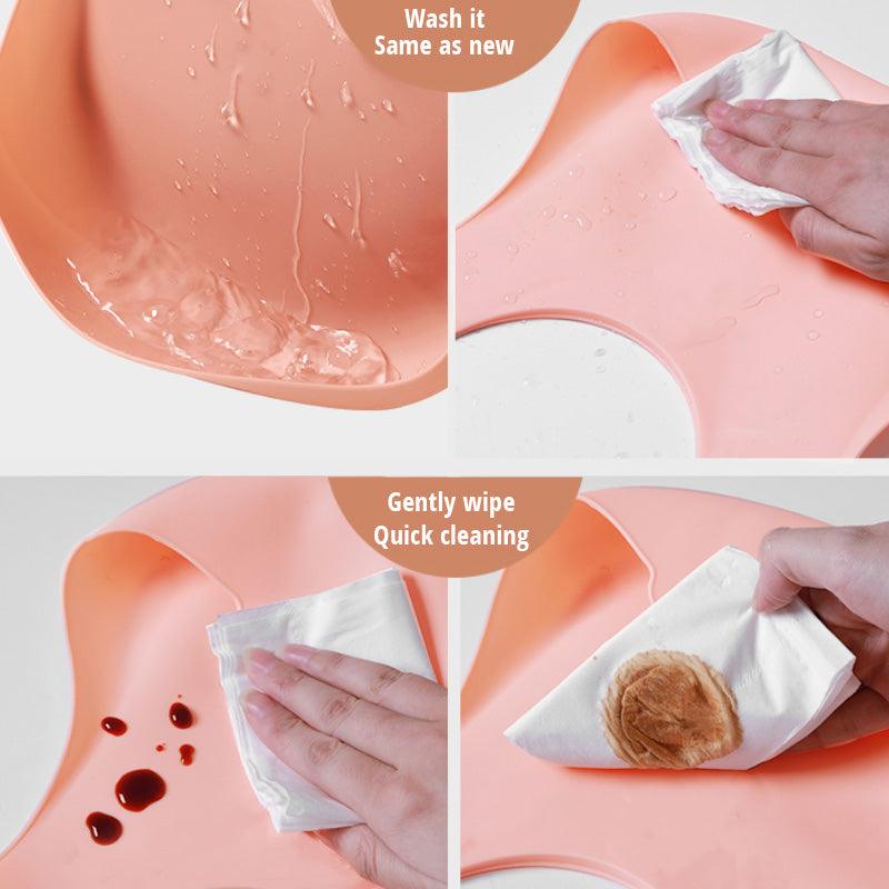 Soft Waterproof Silicone Baby Bib with Food Catcher, Baby Silicone Bib - Nioor