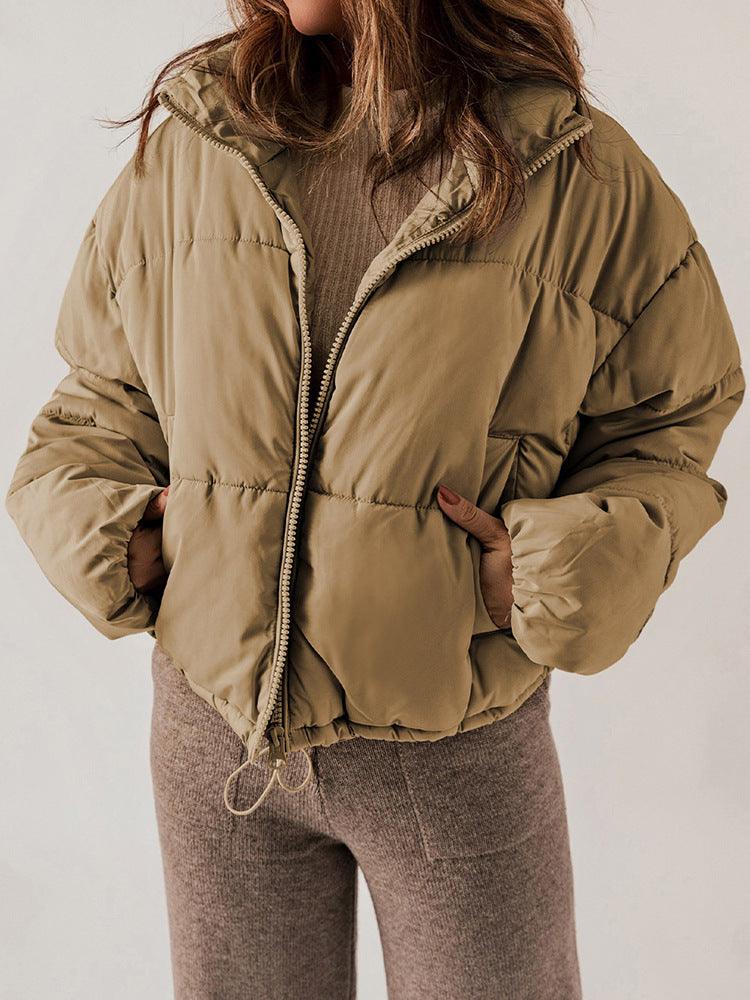 Winter Bread Coat New Thickened All-matching Warm Leisure Solid Color Stand-up Collar Cotton-padded Clothes Women - Nioor