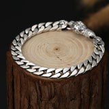 Sterling Silver Wrist Chain Ornament Trendy Thai Silver Hipster Snake Head Buckle Nude Men's Bracelet