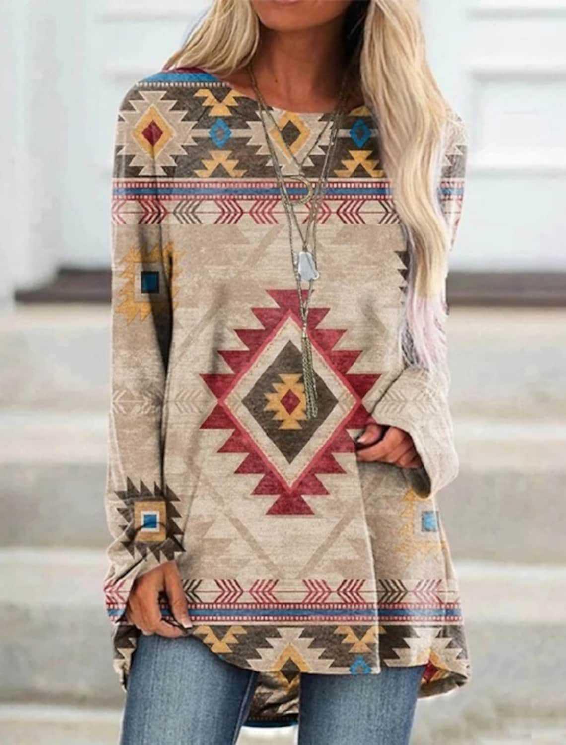 Long T-shirt Dress Retro Ethnic Style - Nioor