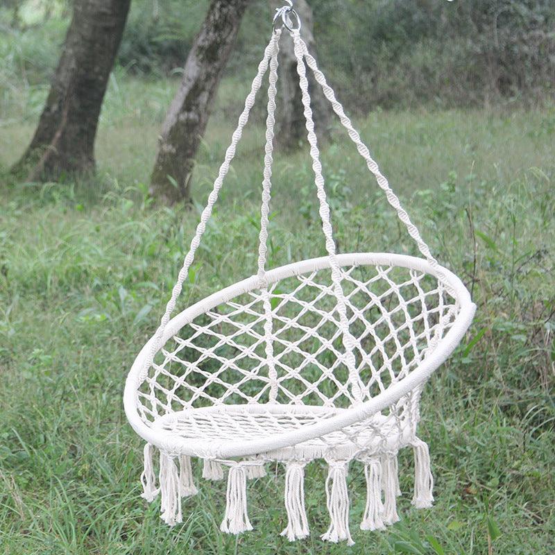 Nordic Style Round Hammock Outdoor Indoor Dormitory Bedroom Hanging Chair For Child Adult Swinging Single Safety Hammock - Nioor