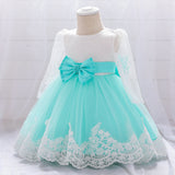 Children's Dress One Year Old Girl Lace Long Sleeve Puffy Baby Shower