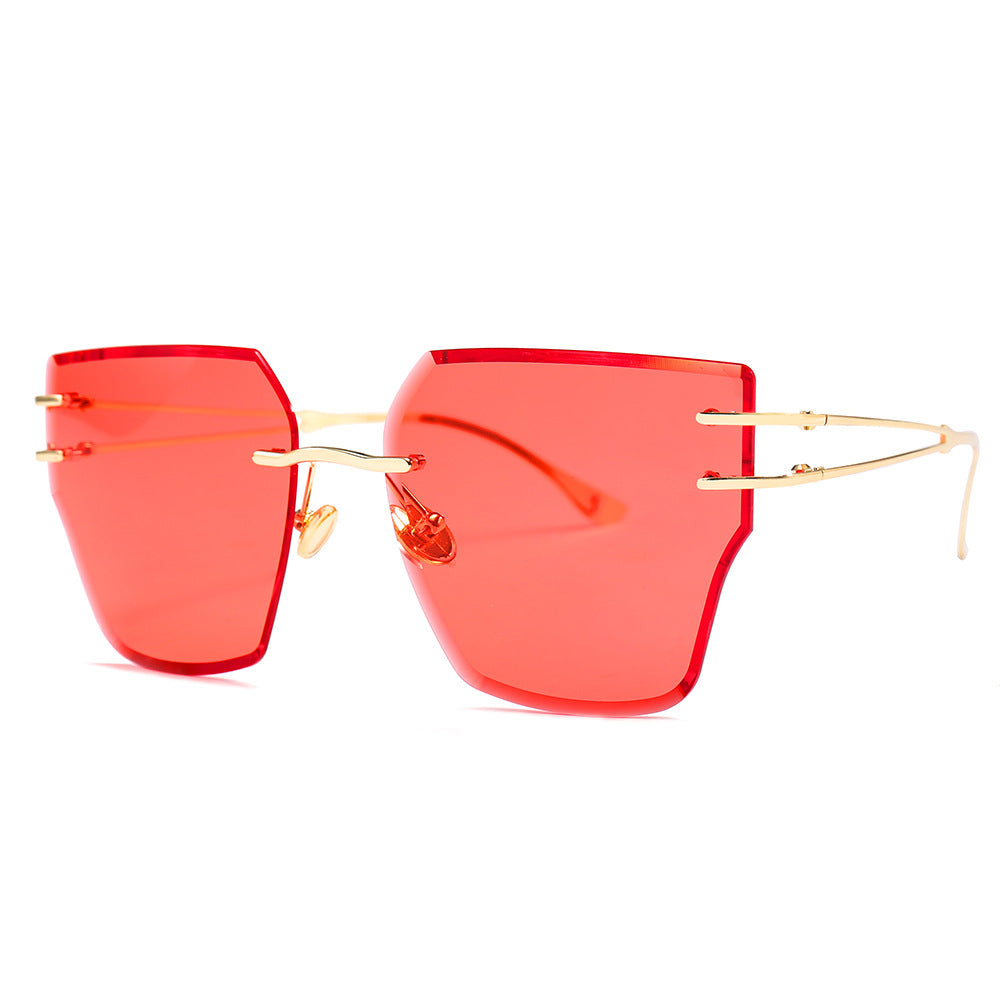 Frameless Square Cut Sunglasses Women Color New Fashion