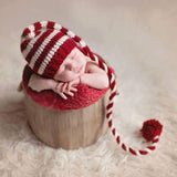 Newborn baby hand-knitted long tail hat