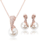 Creative Bridal Pearl Necklace Earrings Jewelry Set - Nioor