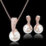 Creative Bridal Pearl Necklace Earrings Jewelry Set - Nioor