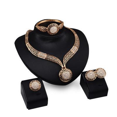 Necklace earrings ring jewelry four piece set - Nioor