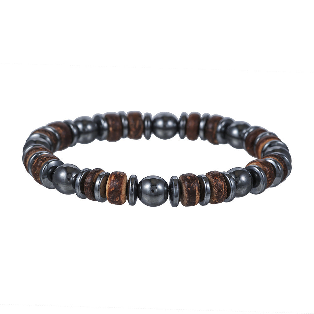 Mixed Wear 8mm Wood Spacer Hematite Bracelet