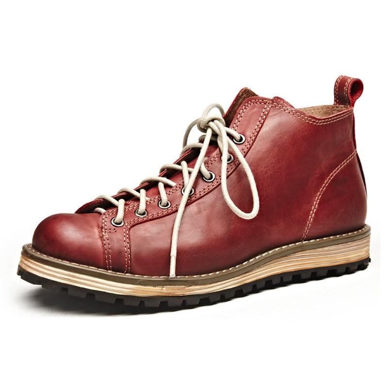 Men's Vintage Leather Big Toe Martin Boots - Nioor