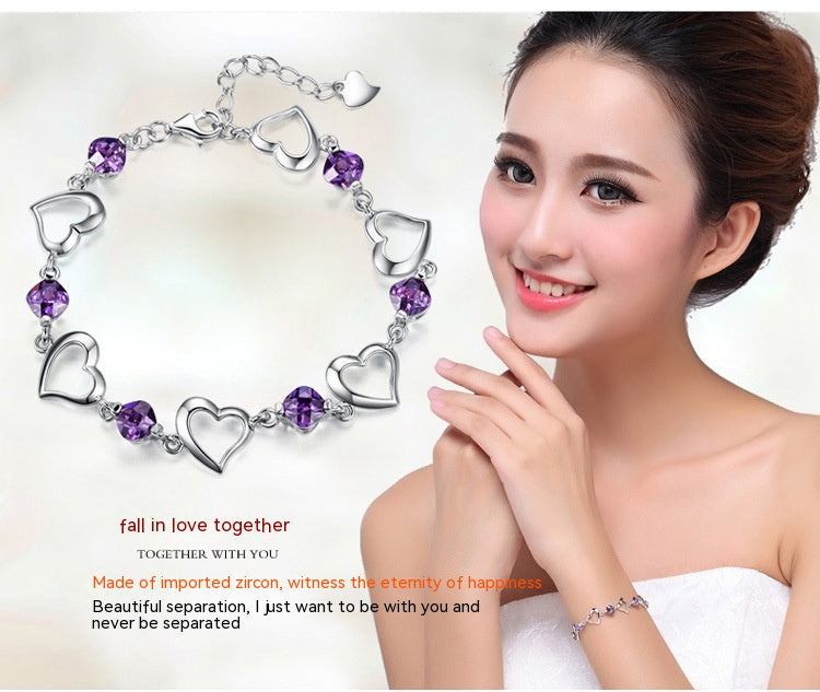 Retro Fashion Crystal Heart Bracelet