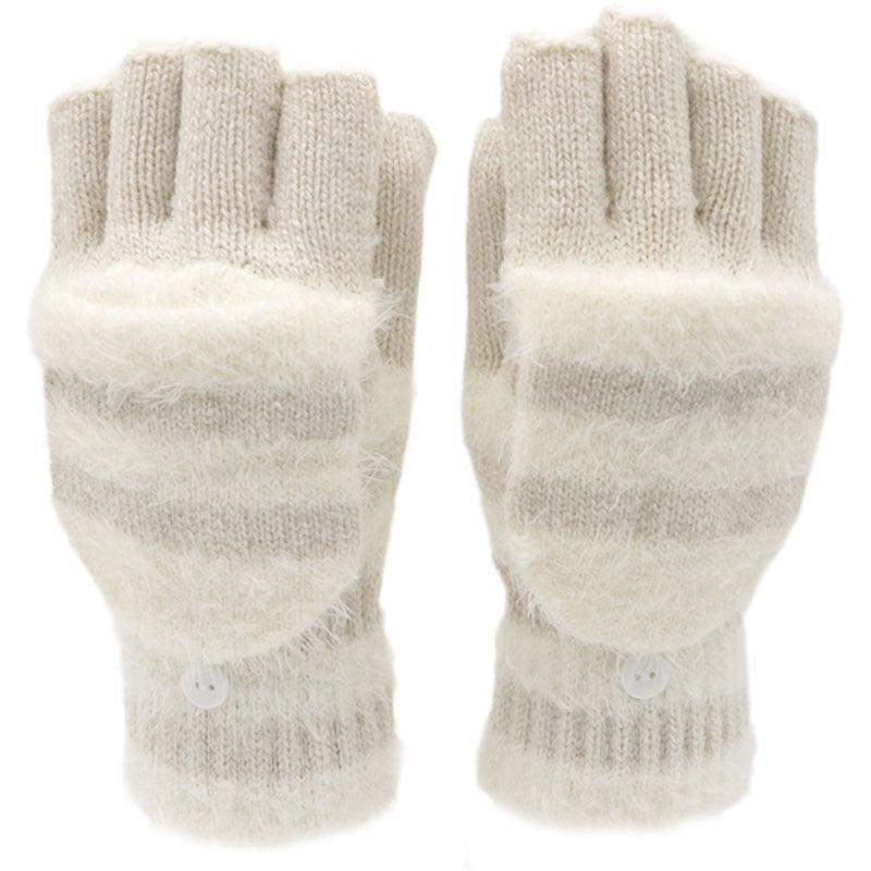 Flip Half Finger Knitting Wool Gloves - Nioor