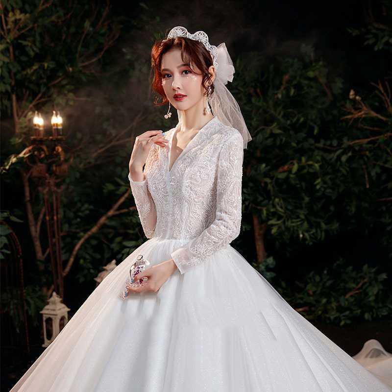 Bridal Temperament Trailing Long Sleeves - Nioor