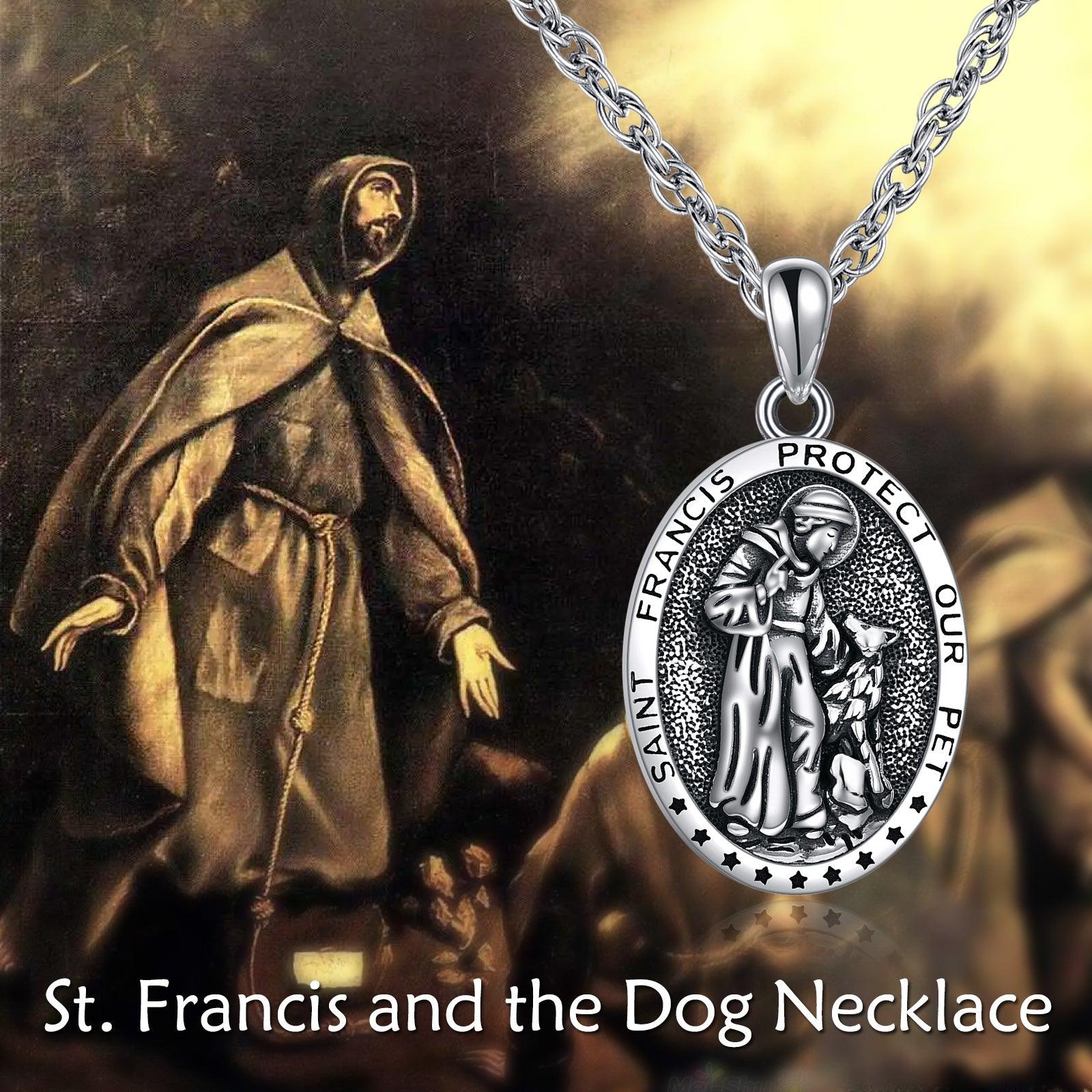 Sterling Silver St Francis Religious Medal Pendant Necklace Jewelry - Nioor