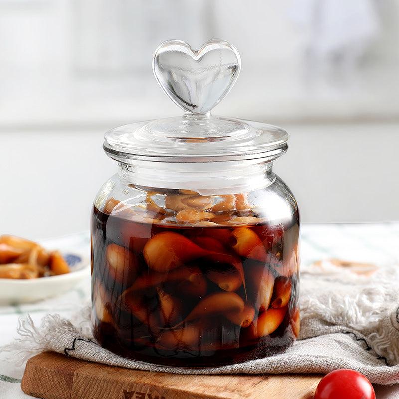 Stained Glass Sealed Jar Love Glass Bottle Household Transparent With Lid Kitchen Food Storage Jar Kimchi Jar - Nioor