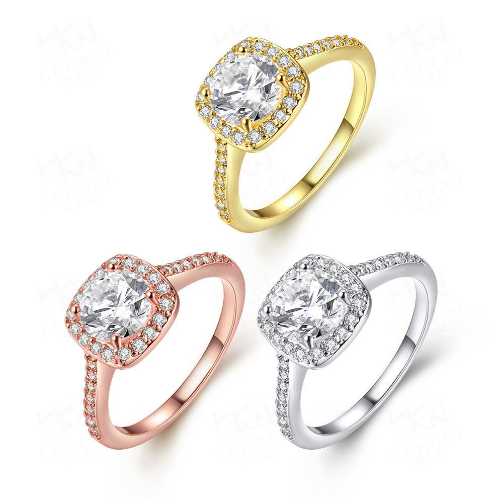 Rose Gold Ring Women European And American Fashion Zircon And Diamond Jewelry - Nioor