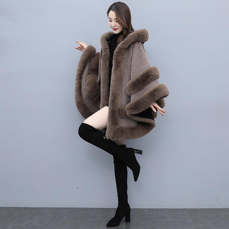 Fashionable Warm Hooded Cape Coat Lady - Nioor