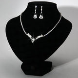 Fashion Korean water drop, bride necklace, earring set, silver plated wedding jewelry 2 sets - Nioor