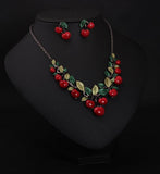 Europe and the United States big jewelry, cherry necklace, earrings set, women fashion evening dress, bride temperament accessories DD - Nioor