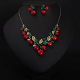 Europe and the United States big jewelry, cherry necklace, earrings set, women fashion evening dress, bride temperament accessories DD - Nioor