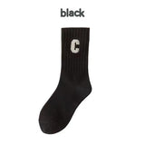 Brown Socks Women's Long Cotton Letters - Nioor