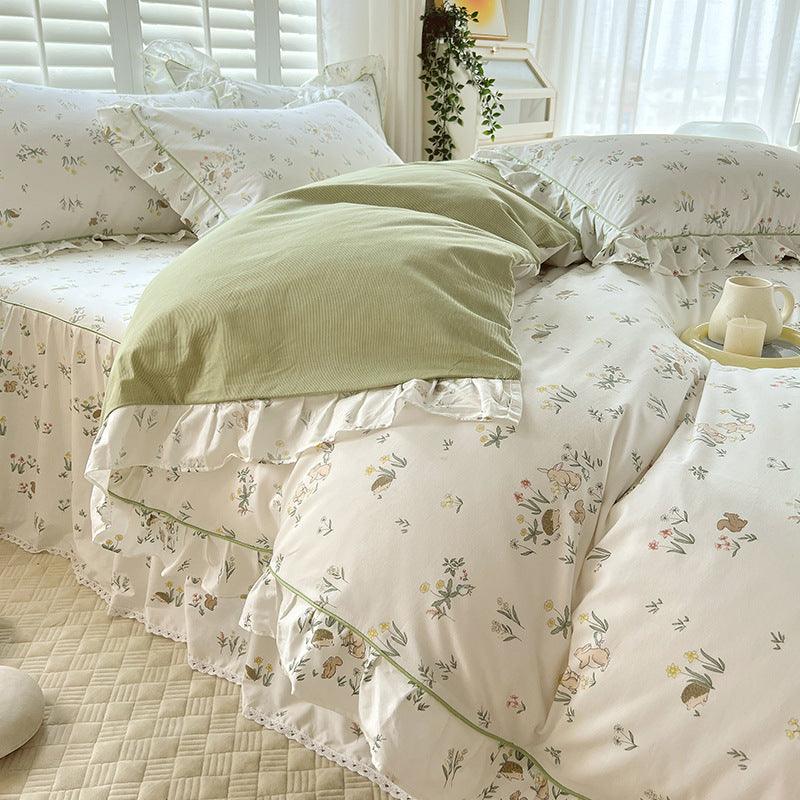 Bed Skirt Model Cotton Bedding Four-piece Set Sheet Quilt Cover - Nioor