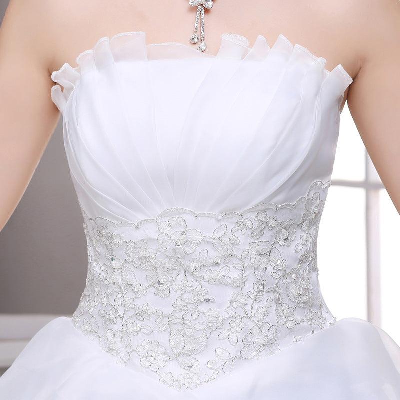 2021 summer new bride wedding dress fashion lace bra Qi simple Korean winter skirt - Nioor