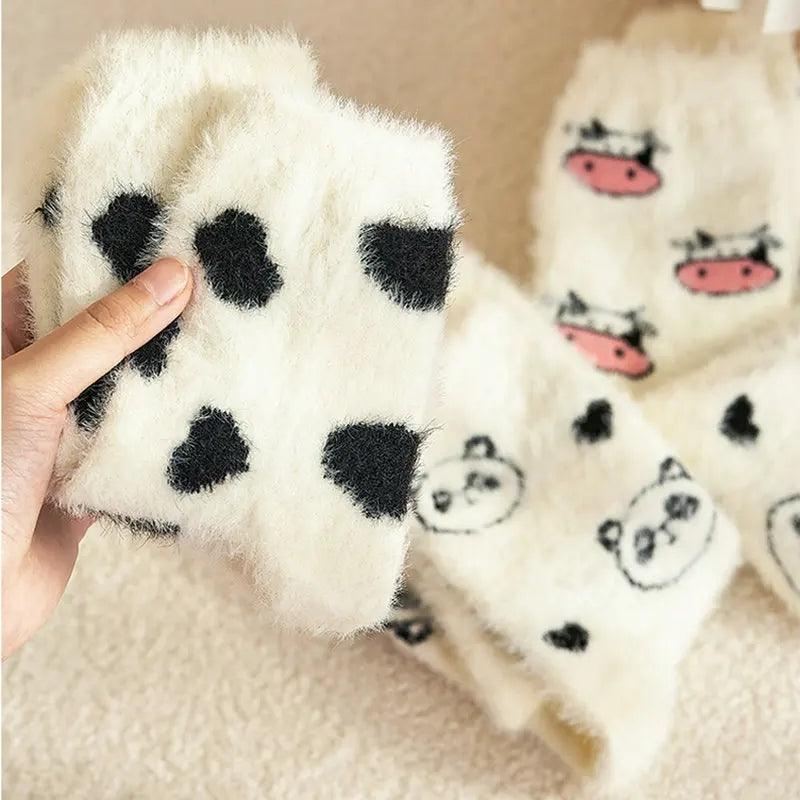 Women's Cow Spot Warm Floor Socks - Nioor