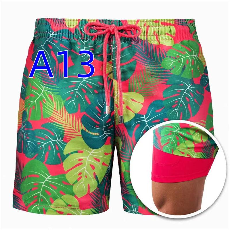 Men's Fashion Casual Sports Print Double Layer Shorts - Nioor
