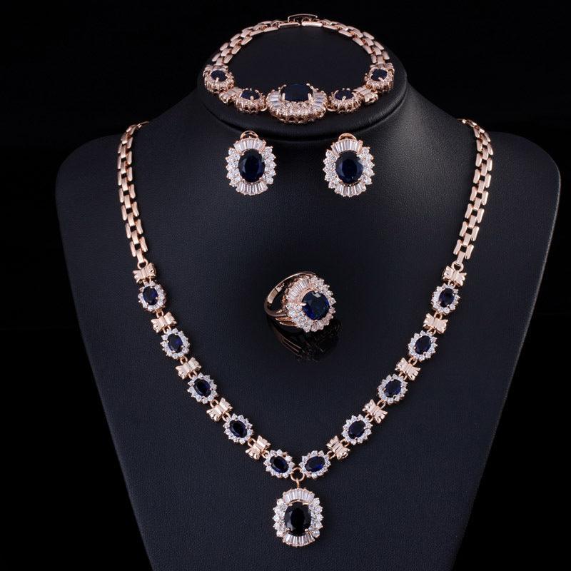 Big Brand Retro Zircon Necklace Set Chain Women - Nioor