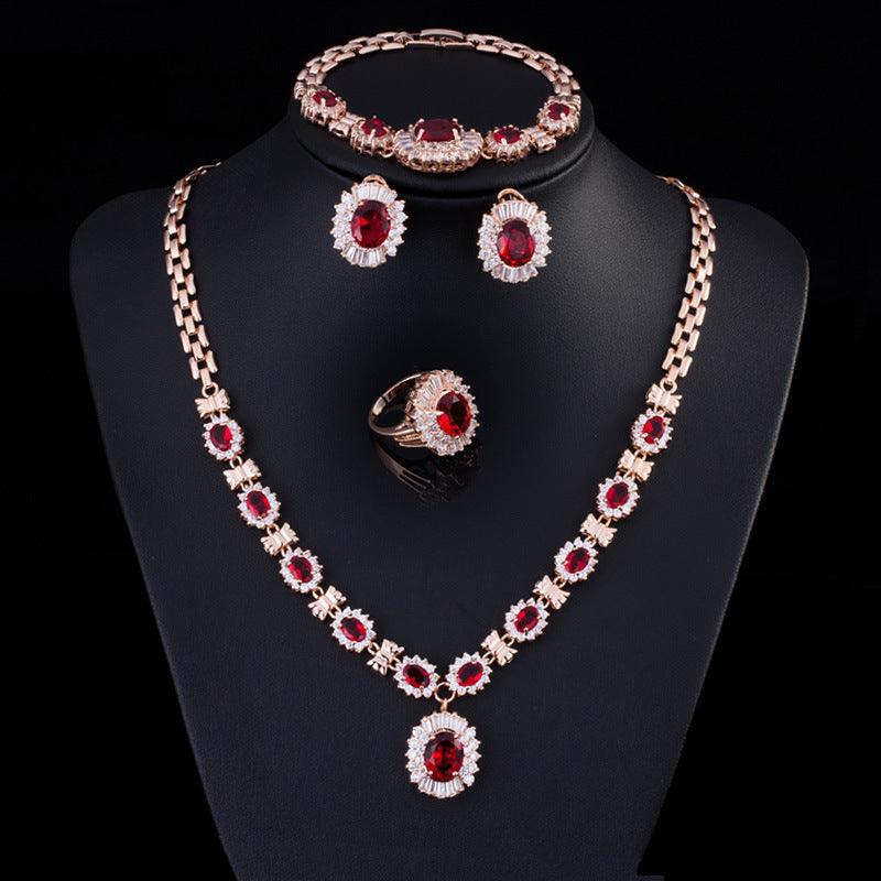 Big Brand Retro Zircon Necklace Set Chain Women - Nioor