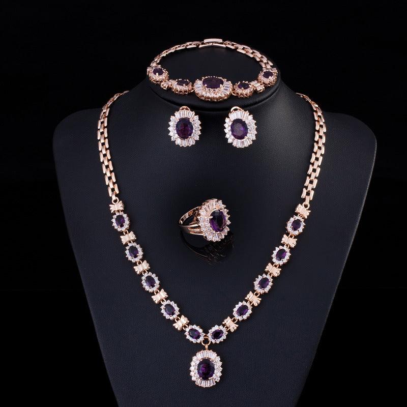 Big Brand Retro Zircon Necklace Set Chain Women - Nioor