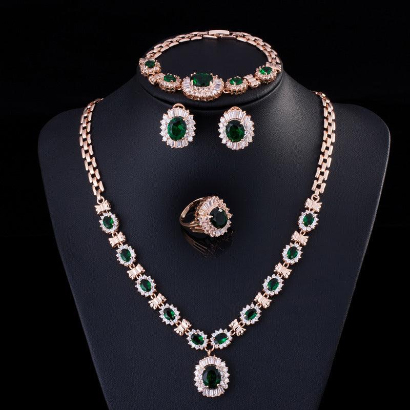 Big Brand Retro Zircon Necklace Set Chain Women - Nioor