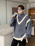 Collar Polo Shirt Men's Loose Winter Color Mohair Knitted Sweater - Nioor