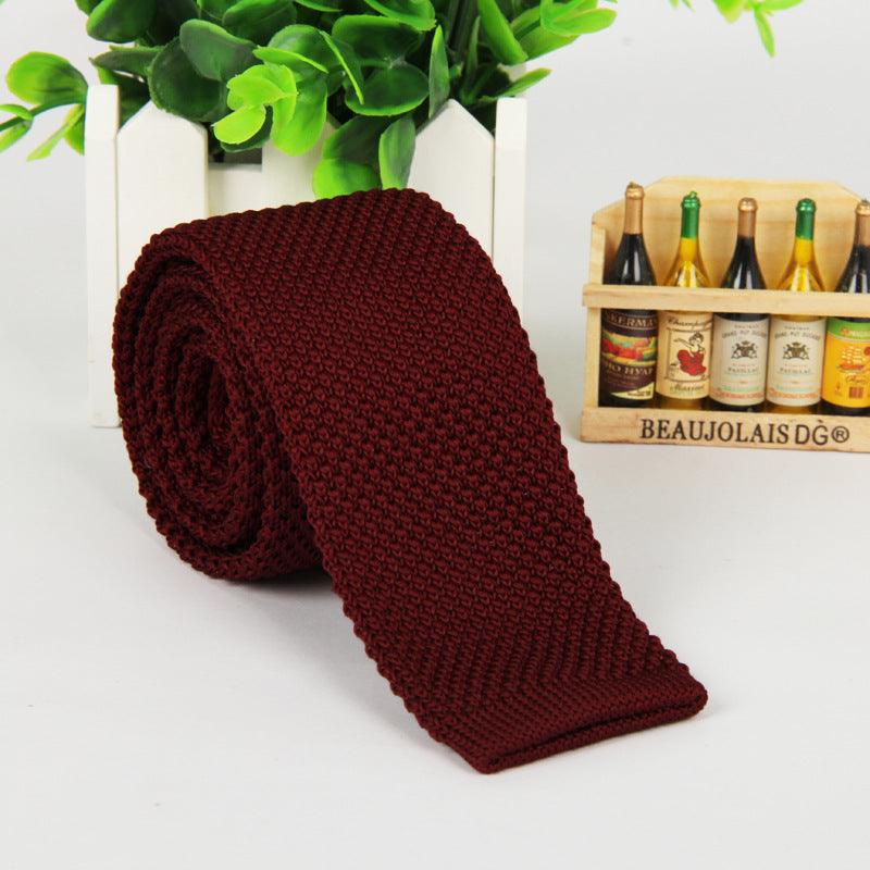 Solid-color knitted tie for men - Nioor