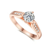 Classic foreign hot hand decorated Korean minimalist engagement rose gold plated ring Nvjie high-grade zircon wholesale - Nioor