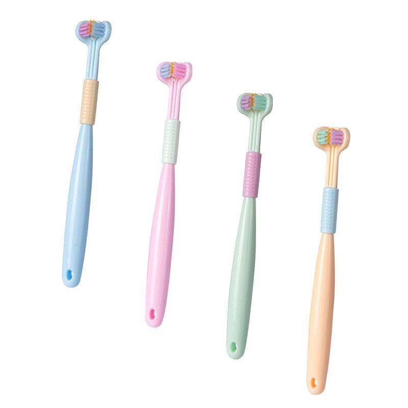 Three-sided Macaron Soft Bristle Toothbrush Care Safety Toothbrush Teeth Deep Cleaning Portable Travel - Nioor