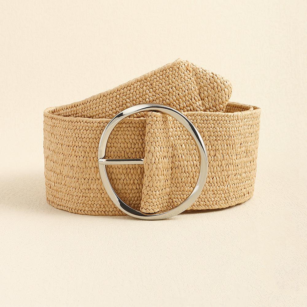 Summer Fashion Pp Grass Woven Belt Beach Holiday Wide Waist Cover - Nioor