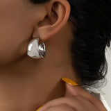 European And American Style Simple Fashion Metal Wide Surface C- Shaped Earrings - Nioor