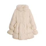 Christmas Red Velvet Cotton-padded Coat For Women New Mid-length Autumn And Winter Waist-tight - Nioor