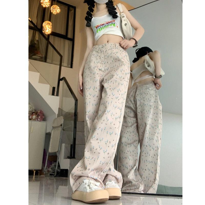 Hong Kong Style Floral Jeans For Women - Nioor