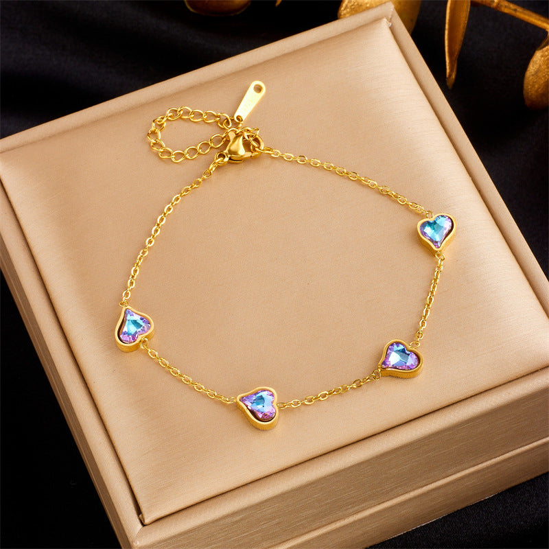 Affordable Luxury Fashion Elegant High-grade Colorful Geometric Glass Bracelet