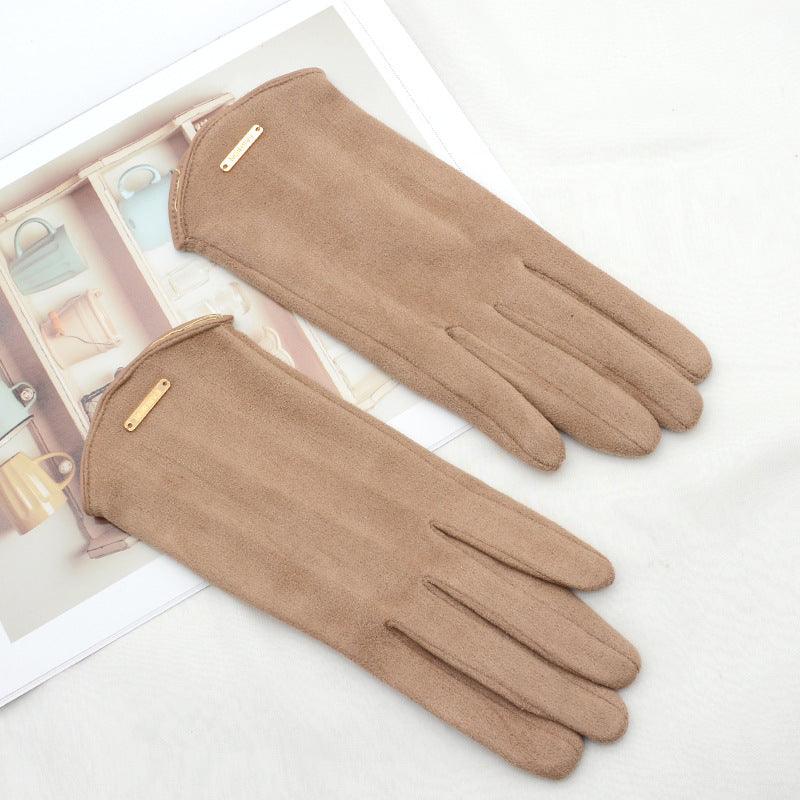 Women's Fleece Suede Gloves Warm And Cold Protection - Nioor